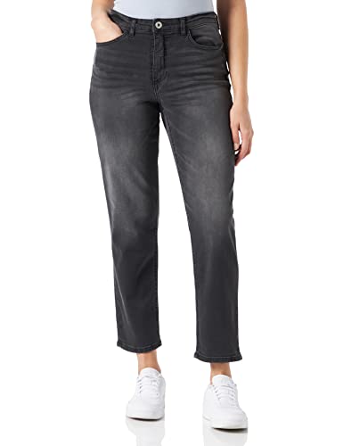 ICHI IHTWIGGY Raven Damen Jeans Denim Hose mit Stretch gerader Schnitt Crop Länge, Größe:27, Farbe:Washed Grey (19071) von ICHI