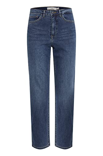 ICHI IHTWIGGY Raven Damen Jeans Denim Hose mit Stretch gerader Schnitt Crop Länge, Größe:30, Farbe:Medium Blue (19037) von ICHI