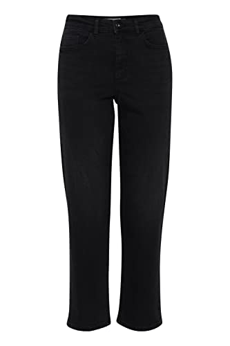 ICHI IHTWIGGY Raven Damen Jeans Denim Hose mit Stretch gerader Schnitt Crop Länge, Größe:30, Farbe:Washed Black (19041) von ICHI