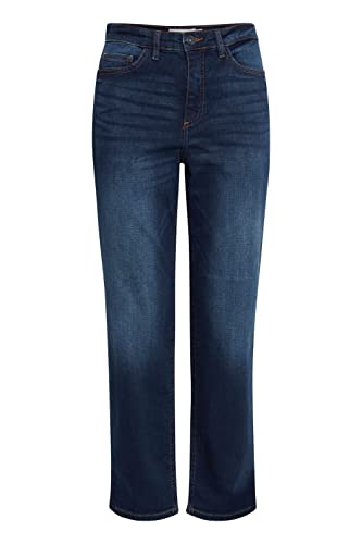 ICHI IHTWIGGY Raven Damen Jeans Denim Hose mit Stretch gerader Schnitt Crop Länge, Größe:26, Farbe:Dark Blue (19038) von ICHI