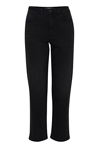 ICHI IHTWIGGY Raven Damen Jeans Denim Hose mit Stretch gerader Schnitt Crop Länge, Größe:27, Farbe:Washed Black (19041) von ICHI