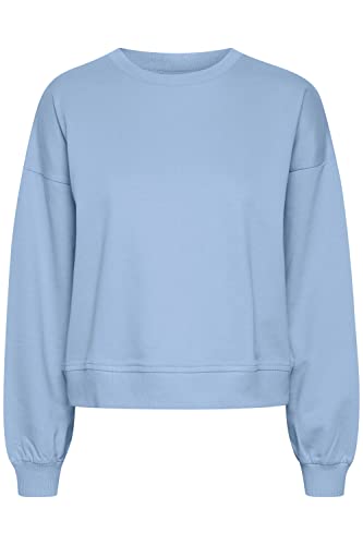 ICHI IHVEA SW2 Damen Sweatshirt Pullover Sweater 100% Baumwolle Sweatshirt mit Rundhalsausschnitt Regular-Fit, Größe:XL, Farbe:Forever Blue (164019) von ICHI