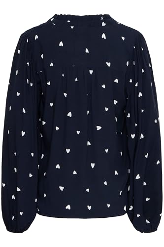 ICHI IHVERA Damen Bluse Blusenshirt Shirt mit V-Ausschnitt Gemustert Regular fit, Größe:36, Farbe:Total Eclipse Heart AOP (203249) von ICHI