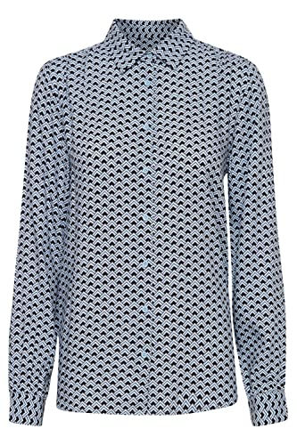 ICHI IHVERA SH3 Damen Lange Bluse Langarm Klassische Bluse mit Muster Viskosebluse Regular Fit, Größe:36, Farbe:Celestial Blue (144210) von ICHI