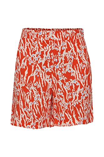 ICHI IHVERA SHO4 Damen Chino Shorts Bermuda Kurze Hose Loose-Fit Gemustert, Größe:36, Farbe:Mandarin Red (171562) von ICHI