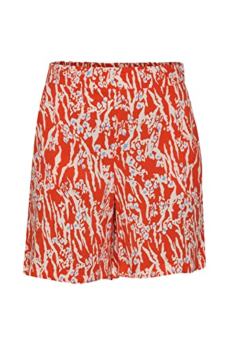ICHI IHVERA SHO4 Damen Chino Shorts Bermuda Kurze Hose Loose-Fit Gemustert, Größe:38, Farbe:Mandarin Red (171562) von ICHI