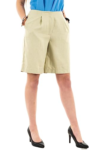 ICHI IHVILNA SHO Damen Chino Shorts Bermuda Kurze Hose Loose Knielänge, Größe:40, Farbe:Pale Khaki Melange (1512161) von ICHI