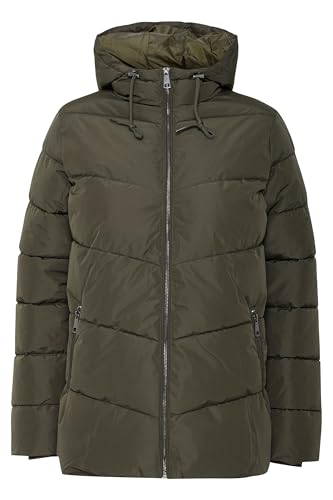 ICHI IHZELANA Damen Winterjacke Steppmantel Damenjacke Jacke mit Kapuze Reißverschlusstaschen Gummizug regular fit, Größe:XXL, Farbe:Forest Night (190414) von ICHI