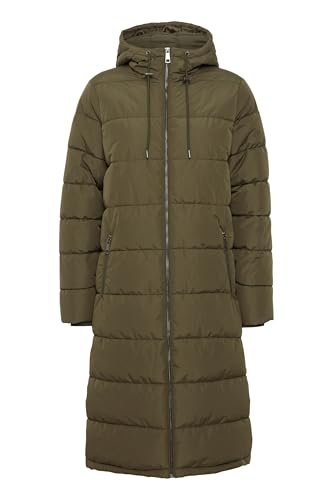 ICHI IHZelana Damen Steppmantel Wintermantel Winterjacke mit hohem Kragen Kapuze Gummizug Druckknöpfe an den Seiten Reißverschlusstaschen Regular fit, Größe:XL, Farbe:Forest Night (190414) von ICHI