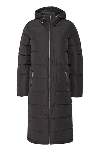 ICHI IHZelana Damen Steppmantel Wintermantel Winterjacke mit hohem Kragen Kapuze Gummizug Druckknöpfe an den Seiten Reißverschlusstaschen Regular fit, Größe:XXL, Farbe:Black (194008) von ICHI
