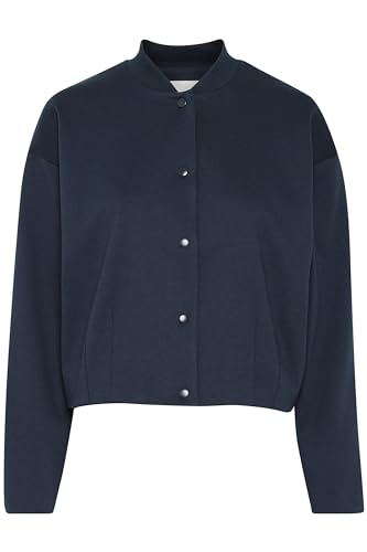 Ichi IXKATE Damen Jacke Bomberjacke Übergangsjacke mit Druckknöpfen leicht elastisch Loose fit, Größe:M, Farbe:Total Eclipse (194010) von ICHI