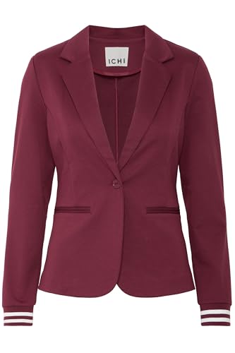 ICHI IXKate Damen Blazer Jackenblazer Anzugsblazer mit Reverskragen Rippbündchen Paspeltaschen leicht elastisch Regular fit, Größe:S, Farbe:Port Royale (191627) von ICHI