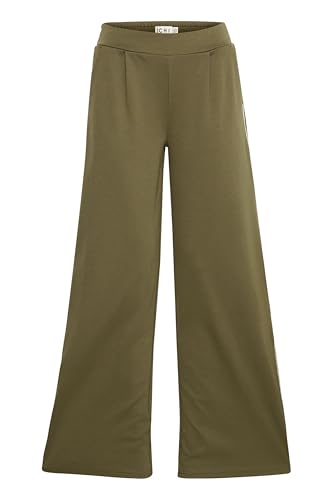 ICHI IXKate Damen Hose Stoffhose Pants mit Ziernähten Eingrifftaschen leicht elastisch Straight fit, Größe:L, Farbe:Kalamata (190510) von ICHI