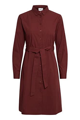 ICHI IXSARAH DR Damen Freizeitkleid Kleid mit Hemdblusenkragen Langarm in A-Linie unifarben aus 100% Baumwolle, Größe:L, Farbe:Andorra (191327) von ICHI