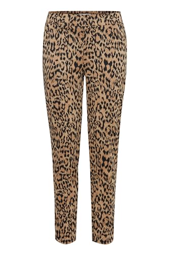 Ichi IHKATE LEOPARD JACQUARD PA Damen Stoffhose Hose 80% Polyester, 18% Viskose, 2% Elasthan regular fit, Größe:L, Farbe:Natural Leo Jacquard (202923) von ICHI