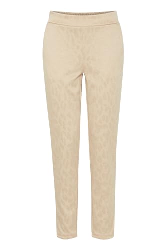 Ichi IHKATE LEOPARD JACQUARD PA Damen Stoffhose Hose 80% Polyester, 18% Viskose, 2% Elasthan regular fit, Größe:M, Farbe:Doeskin (151308) von ICHI