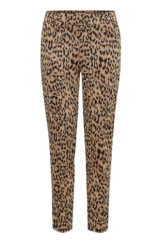 Ichi IHKATE LEOPARD JACQUARD PA Damen Stoffhose Hose 80% Polyester, 18% Viskose, 2% Elasthan regular fit, Größe:M, Farbe:Natural Leo Jacquard (202923) von ICHI