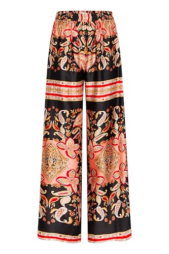 Ichi IXBRIGITTE Damen Hose Stoffhose Culotte-Hose mit Gummizug gemustert modisch Regular fit, Größe:42, Farbe:Black (194008) von ICHI