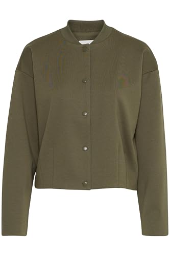 Ichi IXKATE Damen Jacke Bomberjacke Übergangsjacke mit Druckknöpfen leicht elastisch Loose fit, Größe:S, Farbe:Kalamata (190510) von ICHI