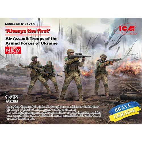 ICM Damen 1:35-'Always The First' Ukrainian Air Assault Troops Modellbausatz im Maßstab, Weiß/Opulenter Garten, Einheitsgröße von ICM