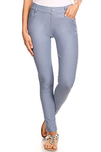 ICONOFLASH Damen Stretch Jeggings mit Taschen Schlankheits Baumwolle Pull On Jeans Like Leggings Regular Plus Size - Grau - X-Groß von ICONOFLASH