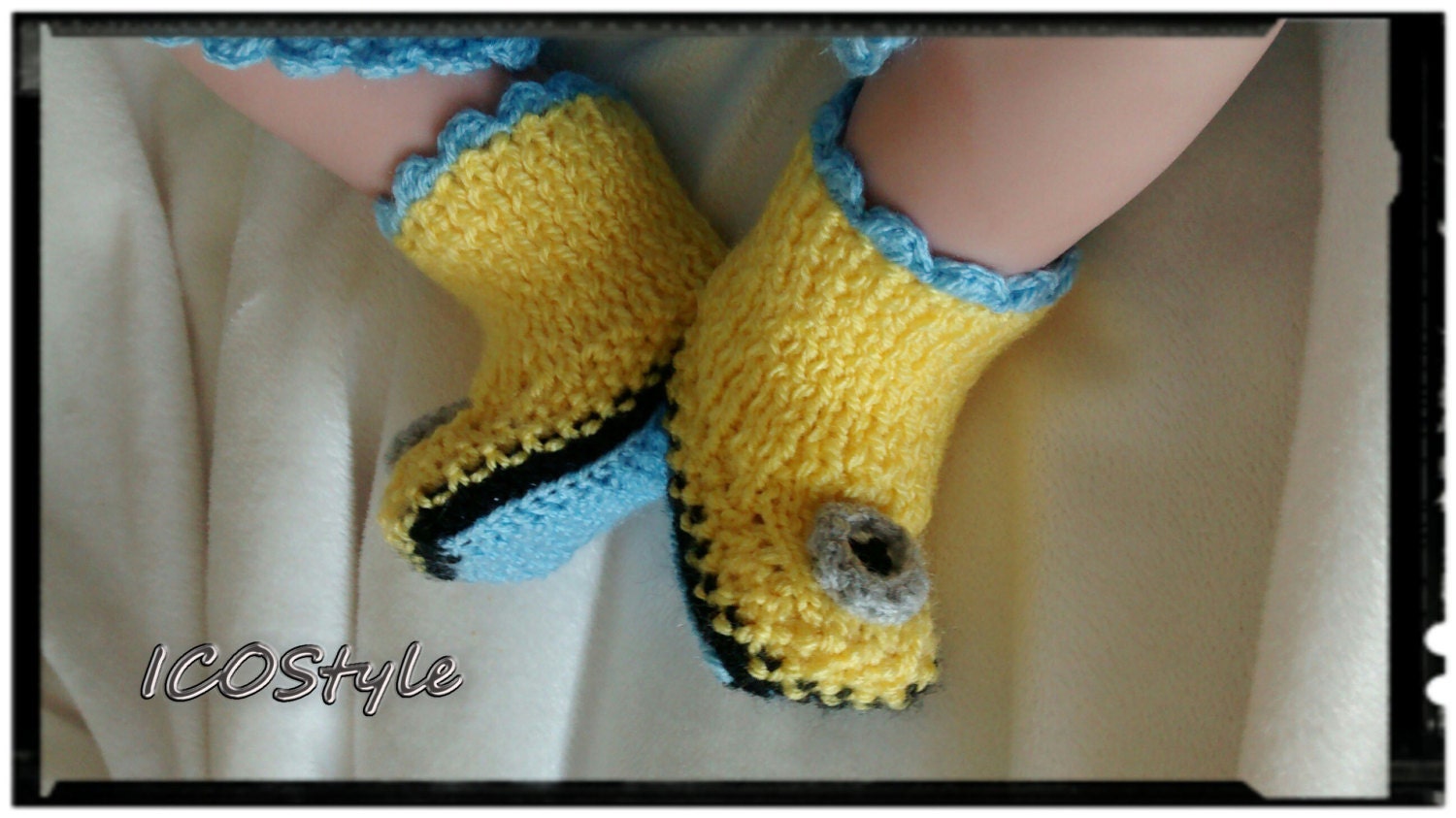 Crochet Minion Baby Booties Handgemachte Acryl-Hausschuhe Crochet Minion Baby Booties Handgemachte Acryl-Hausschuhe von ICOStyleArtCrochet