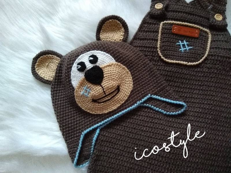 Gehäkelte Bären Ohrenklappe Hut Neugeborenen Kostüm Fotorequisite Gehäkelte Bären Ohrenklappe Hut Neugeborenen Kostüm Fotorequisite von ICOStyleArtCrochet
