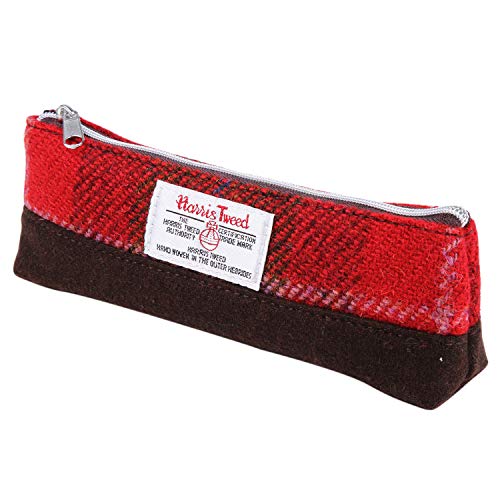 Harris Tweed Schottenkaro, mit Rei脽verschluss, Make-up-Tasche, Stifttasche, b枚rse (rotes Tartan) von ICObuty