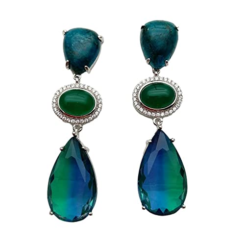 ICXLPMC 12x22mm Blue Apatite Green Agate Teardrop Rainbow Color Crystal Dangle Stud Earrings ICXLPMC 12x22mm Blue Apatite Green Agate Teardrop Rainbow Color Crystal Dangle Stud Earrings von ICXLPMC
