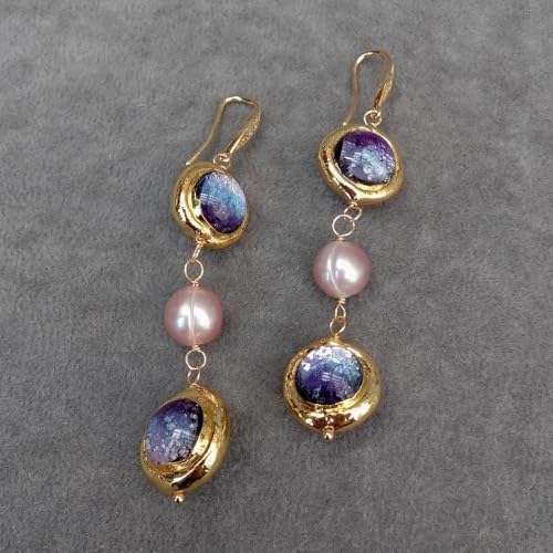 ICXLPMC 16mm Glass Freshwater Cultured Purple Pearl Dangle Long Hook Earrings ICXLPMC 16mm Glass Freshwater Cultured Purple Pearl Dangle Long Hook Earrings von ICXLPMC