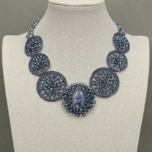 ICXLPMC 17'' Blue Crystal Braided Chokers Necklace Green Gems Crystal Pendant For Women ICXLPMC 17'' Blue Crystal Braided Chokers Necklace Green Gems Crystal Pendant For Women von ICXLPMC