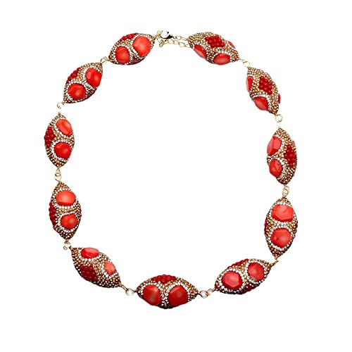 ICXLPMC 18x35mm Orange Rote Koralle Golden Crystal Pave Bead Wrap Choker Halskette Modische Damen ICXLPMC 18x35mm Orange Rote Koralle Golden Crystal Pave Bead Wrap Choker Halskette Modische Damen von ICXLPMC