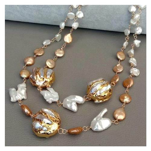 ICXLPMC 20" 2Stränge weiße Keshi Perle Gold Münze Perle Goldfarbe Edge Wrap Pearl Wrap Statement Halskette Handgemacht Party Frauen ICXLPMC 20" 2Stränge weiße Keshi Perle Gold Münze Perle Goldfarbe Edge Wrap Pearl Wrap Statement Halskette Handgemacht Party Frauen von ICXLPMC