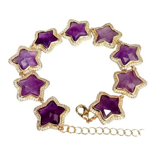 ICXLPMC 20mm Purple Amethyst Star Shape Pave Beaded Bracelet ICXLPMC 20mm Purple Amethyst Star Shape Pave Beaded Bracelet von ICXLPMC