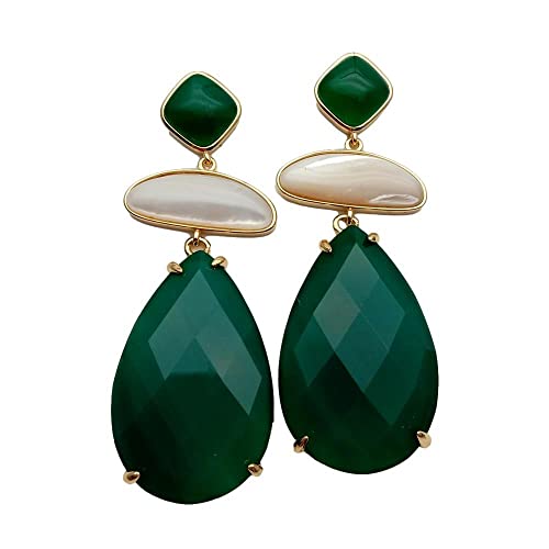 ICXLPMC 20x30mm Green Agate Teardrop Shape White Shell Mother Of Pearl Dangle Earrings ICXLPMC 20x30mm Green Agate Teardrop Shape White Shell Mother Of Pearl Dangle Earrings von ICXLPMC