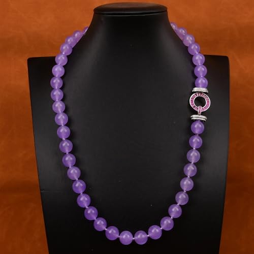 ICXLPMC 22" lilac colour Lavender Jade Necklace Red Fuchsia Pave Clasp Women Jewelry Gifts ICXLPMC 22" lilac colour Lavender Jade Necklace Red Fuchsia Pave Clasp Women Jewelry Gifts von ICXLPMC