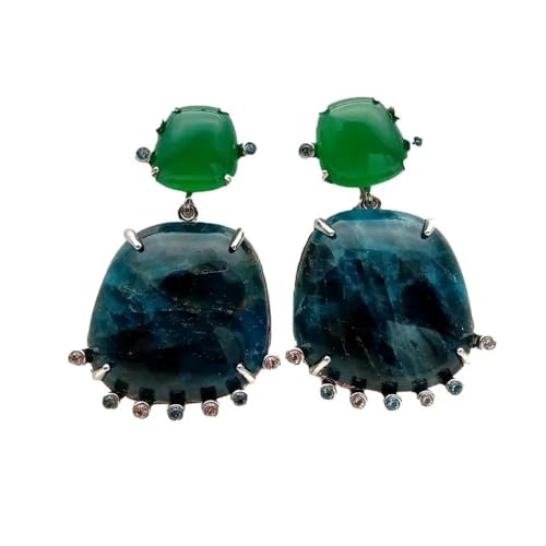 ICXLPMC 23x23mm Blue Apatite Green Agate Dangle Earrings Gemstone Fashion Jewelry ICXLPMC 23x23mm Blue Apatite Green Agate Dangle Earrings Gemstone Fashion Jewelry von ICXLPMC