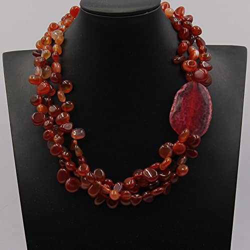 ICXLPMC 3 Rows Carnelian Red Agate Nugget Beads Necklace Rose Agate Chunky For Women ICXLPMC 3 Rows Carnelian Red Agate Nugget Beads Necklace Rose Agate Chunky For Women von ICXLPMC