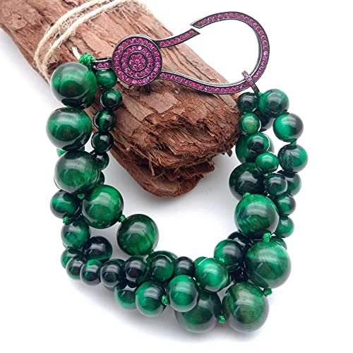ICXLPMC 8" 3 Strands Green Round Tiger Eye strand Bracelet Cubic Zirconia Lobster Clasp for women ICXLPMC 8" 3 Strands Green Round Tiger Eye strand Bracelet Cubic Zirconia Lobster Clasp for women von ICXLPMC