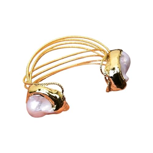 ICXLPMC Cultured White Keshi Pearl Bangle Gold color Plated Baroque Pearl Bracelet ICXLPMC Cultured White Keshi Pearl Bangle Gold color Plated Baroque Pearl Bracelet von ICXLPMC