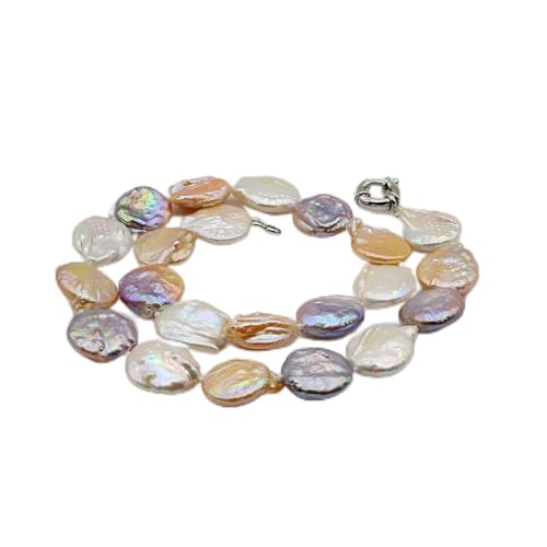 ICXLPMC Mode-Accessoires Charm Regenbogen Barock Perlen Set Damen Halskette Armband Natürliche Perle Silber Münze Form Weiß Rosa Lila Farbe Hochzeitsschmuck erfüllen (Size : Suit-43cm-18cm) von ICXLPMC