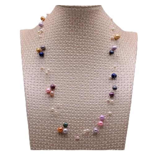 ICXLPMC Mode-Accessoires Planet Halskette, farbige natürliche Süßwasserperlen, handgefertigte Angelschnur, schöne Halskette for Frauen, Verlobungsschmuck erfüllen von ICXLPMC