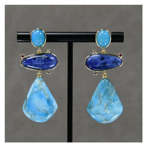 ICXLPMC Natürlicher blauer Sodalith-Echtstein-Apatit-Jade-Ohrstecker, baumelnde Ohrringe, Modeschmuck, Vintage-Stil for Damen, Party ICXLPMC Natürlicher blauer Sodalith-Echtstein-Apatit-Jade-Ohrstecker, baumelnde Ohrringe, Modeschmuck, Vintage-Stil for Damen, Party von ICXLPMC