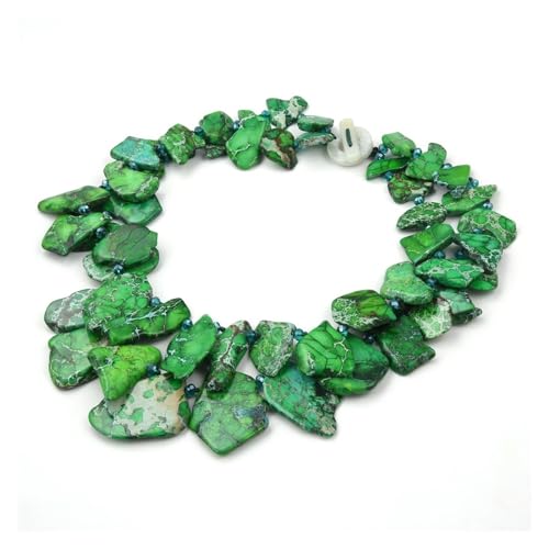 ICXLPMC Schmuck 22'' 2 Stränge Grüne Meeressediment Jaspis Kristall Halskette for Frauen ICXLPMC Schmuck 22'' 2 Stränge Grüne Meeressediment Jaspis Kristall Halskette for Frauen von ICXLPMC