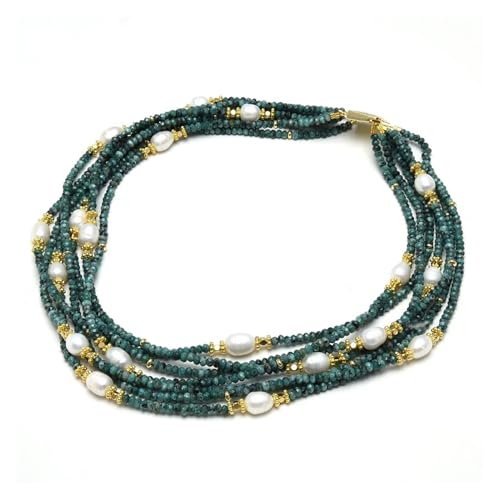 ICXLPMC Schmuck 7 Stränge Süßwasser natürliche Reisbirne facettierte Rondelle rubingrüne Jade Halskette 20'' handgefertigt for Frauen ICXLPMC Schmuck 7 Stränge Süßwasser natürliche Reisbirne facettierte Rondelle rubingrüne Jade Halskette 20'' handgefertigt for Frauen von ICXLPMC