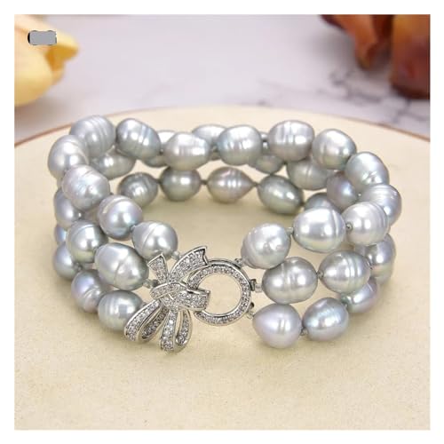 ICXLPMC Schmuck Natürliche Perle 8'' 3 Reihen Grau Reis Perle Armband Dame Frauen Mode Schmuck ICXLPMC Schmuck Natürliche Perle 8'' 3 Reihen Grau Reis Perle Armband Dame Frauen Mode Schmuck von ICXLPMC