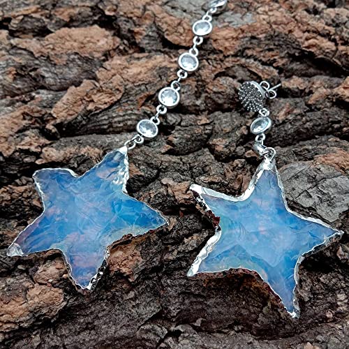 ICXLPMC Silver plated chain White Quartz Rough Star Shape With With Electroplated Edge Pave Earrings ICXLPMC Silver plated chain White Quartz Rough Star Shape With With Electroplated Edge Pave Earrings von ICXLPMC