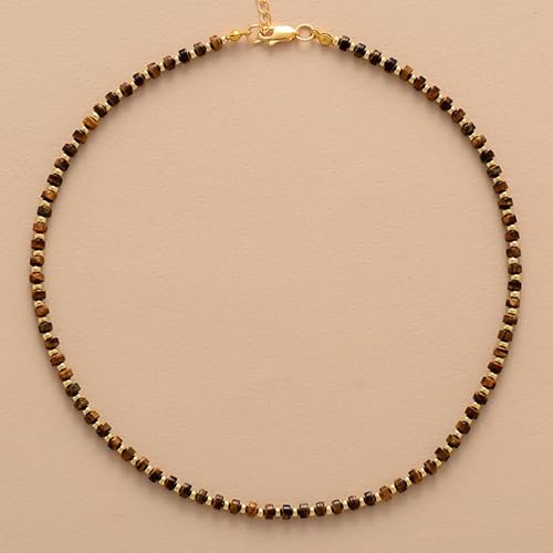 ICXLPMC Simple Choker Necklaces Fashionable Women Beaded Collar Necklace Designer Jewelry (Tiger Eye) von ICXLPMC