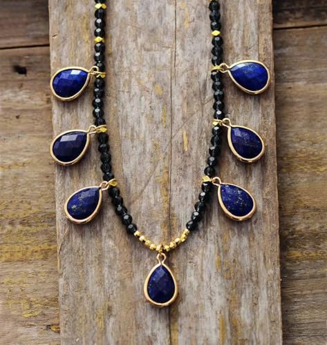 ICXLPMC Spiritual Stones Lapis Pendant Necklace Women Exquisite Charm Beaded Choker Necklace ICXLPMC Spiritual Stones Lapis Pendant Necklace Women Exquisite Charm Beaded Choker Necklace von ICXLPMC
