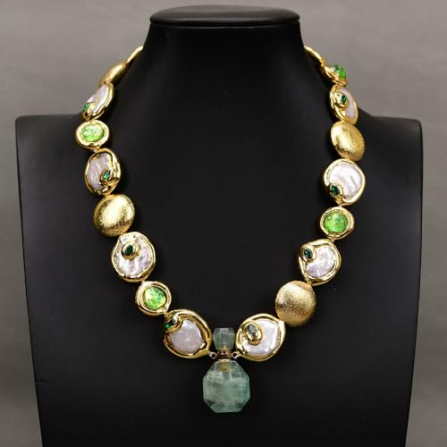 ICXLPMC White Coin Pearl Paved Crystal Green Murano Glass Brushed Beads Necklace Bracelet Earrings Sets For Lady ICXLPMC White Coin Pearl Paved Crystal Green Murano Glass Brushed Beads Necklace Bracelet Earrings Sets For Lady von ICXLPMC